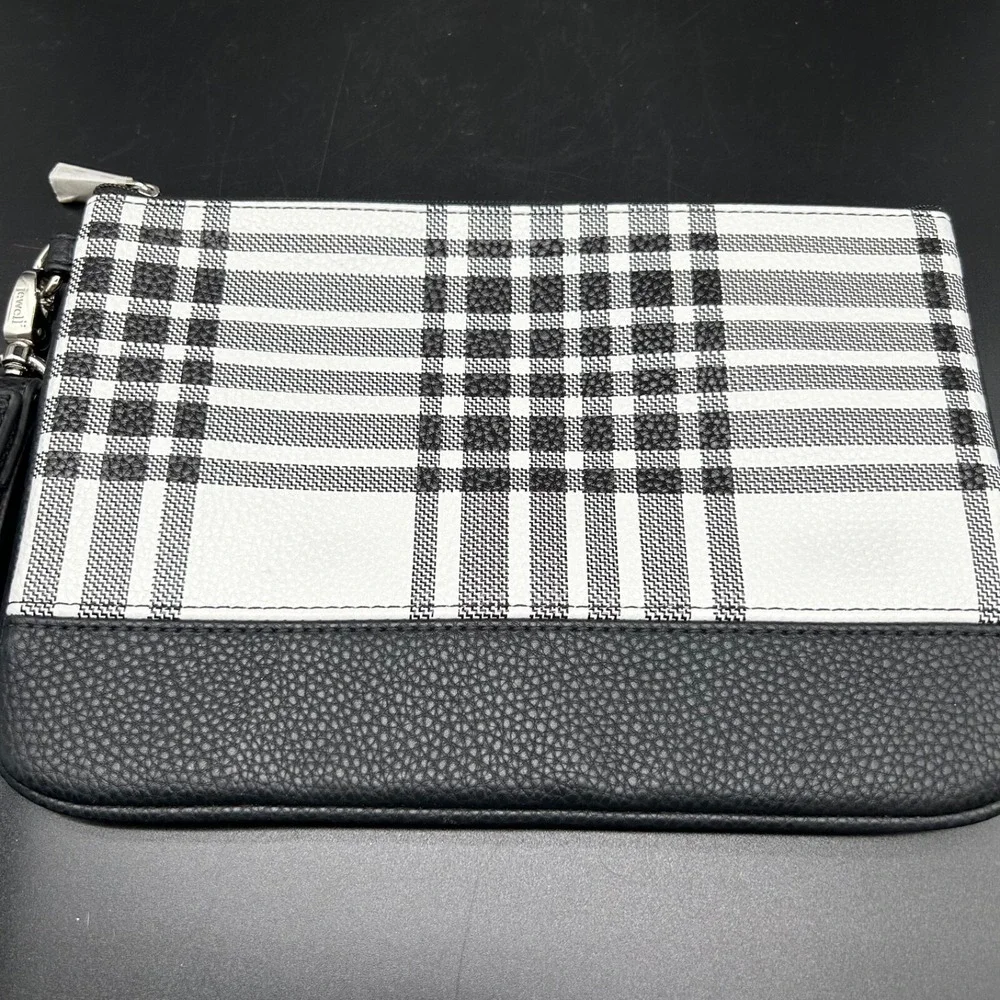 Thirty One Jewell Black & White Plaid Wallet‎ Clutch Wristlet New